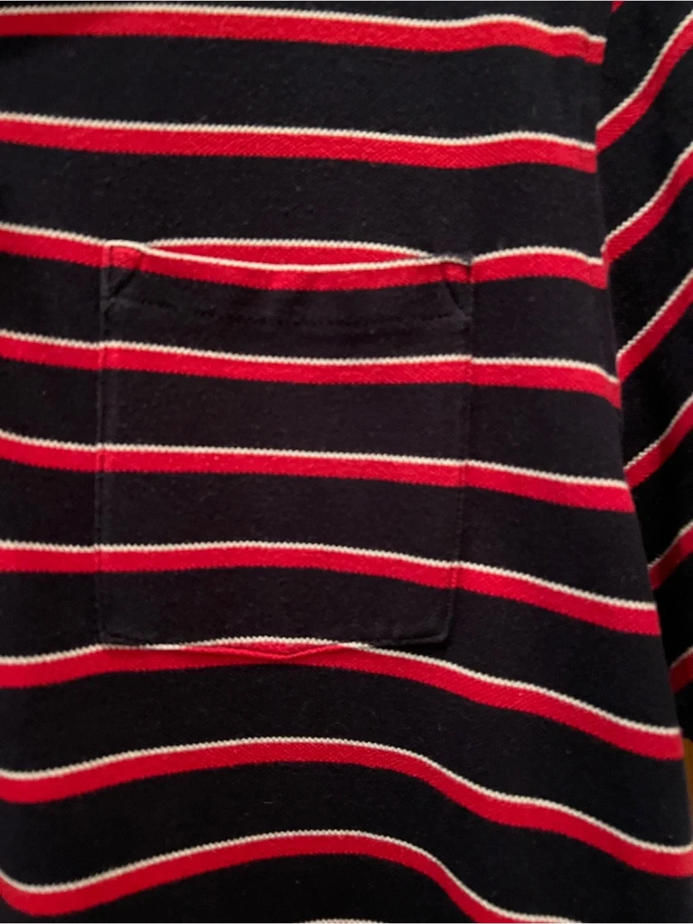 J. Crew Men’s Navy & Red Striped Stretch PiQue Polo Shirt w/ Pocket Sz M
